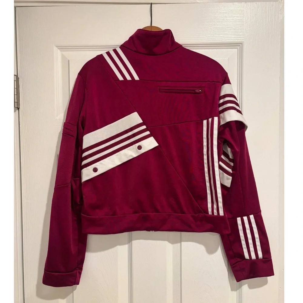 Adidas x Danielle Cathari Burgundy Track Jacket with White Stripe Details - Picture 3 of 7